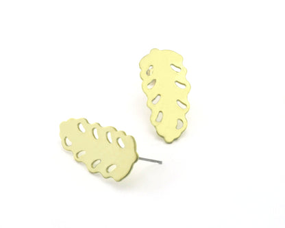 Leaf Earring Stud Post Raw Brass 30mm Earring Blanks 698