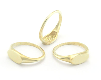 Minimalist Ring ring Raw brass with 11.8x6.8mm base setting 7.5US 18mm 4058