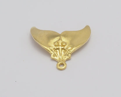Whale tail Pendant Raw Brass 25x24mm 4481