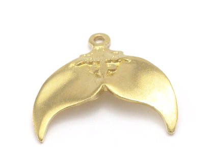 Whale tail Pendant Raw Brass 25x24mm 4481
