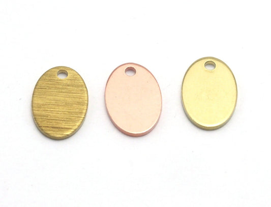 Oval flat one hole charms copper - raw brass - brushed brass 11.5x7.5mm (0.8mm thickness) charms findings blank 4488