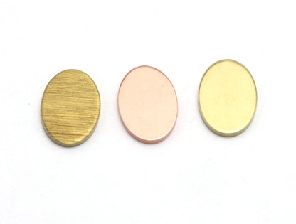 Oval flat no hole charms copper - raw brass - brushed brass 11.5x7.5mm (0.8mm thickness) charms findings blank 4489