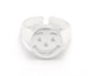 Smile Face Ring Adjustable Shiny Silver Plated brass (7 - 9US inner size) 4395
