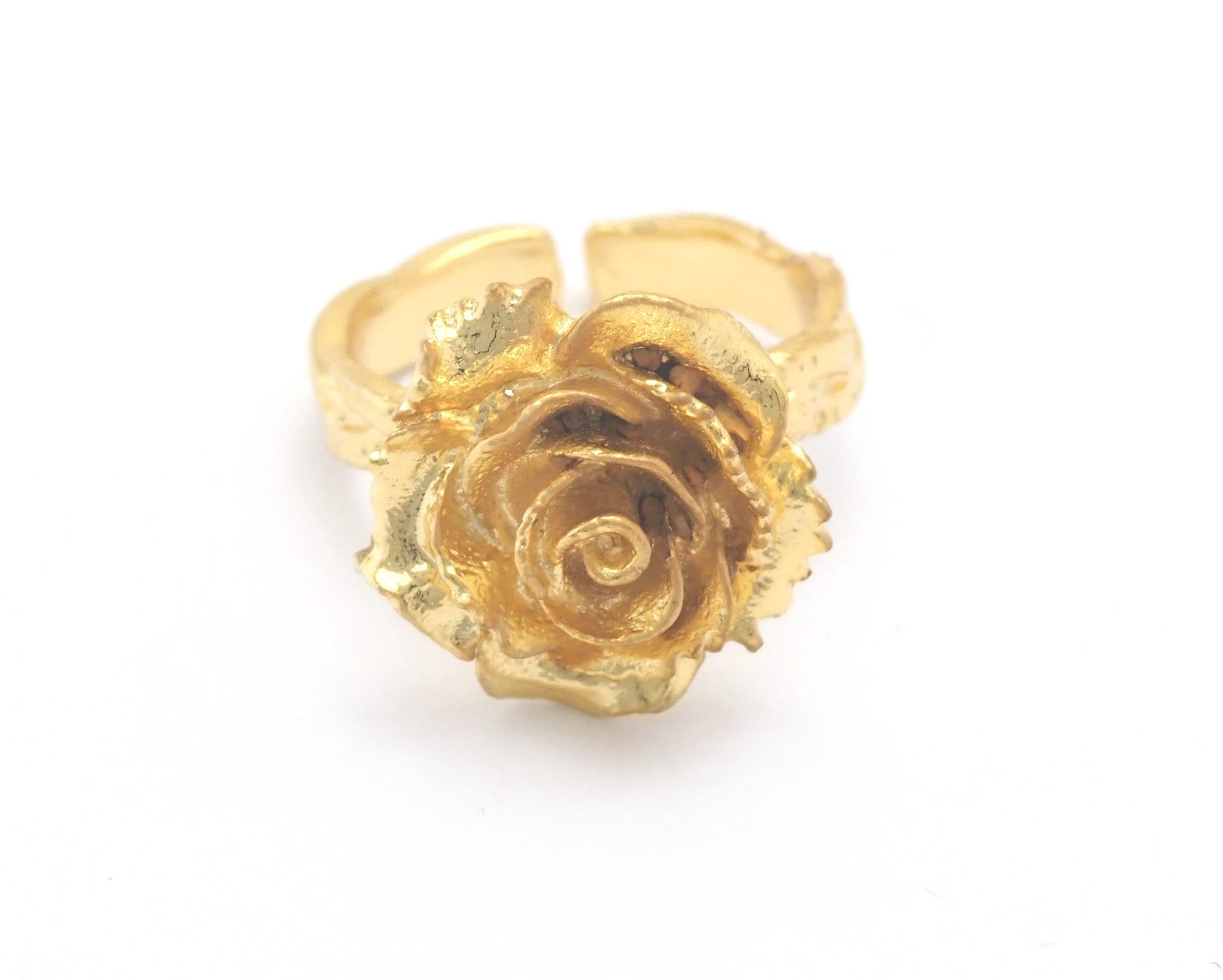 Shiny Gold Plated Rose Adjustable Ring brass (17mm 7US inner size) OZ3247