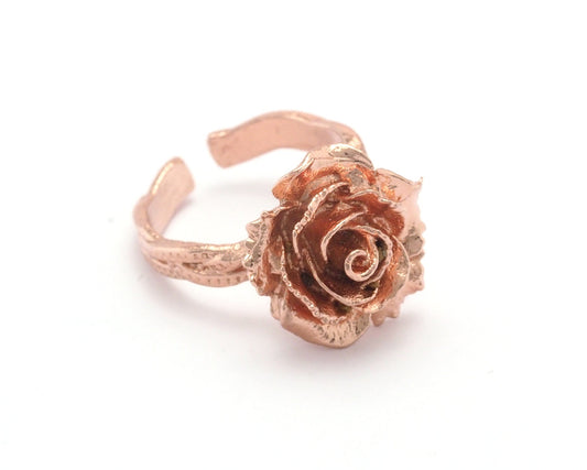 Adjustable Rose Ring Gold Plated Rose brass (17mm 7US inner size) OZ3247