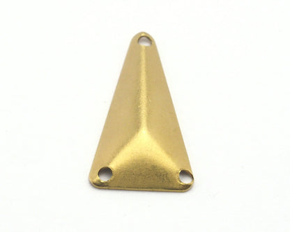 triangle pyramid shape 3 hole connector Raw Brass 11x20mm Charms ,Findings 749R-50