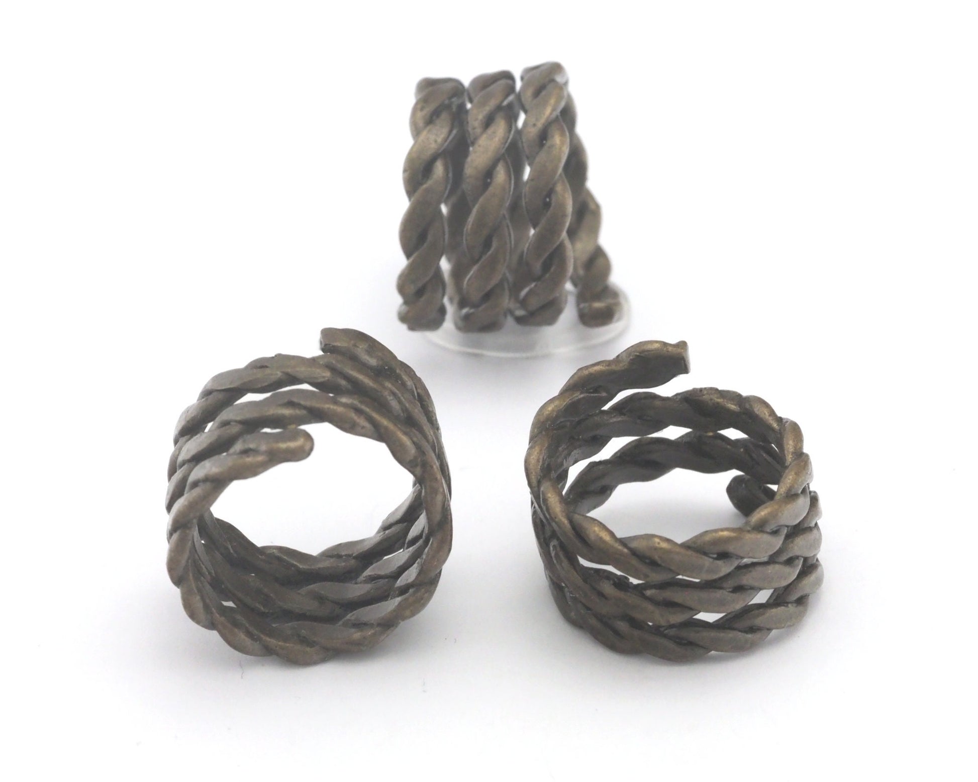 Ring twisted Swirl Adjustable - Antique Bronze plated Brass (17-19.5mm 6.5-9.5US inner size) OZ3015