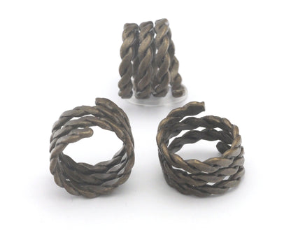 Ring twisted Swirl Adjustable - Antique Bronze plated Brass (17-19.5mm 6.5-9.5US inner size) OZ3015