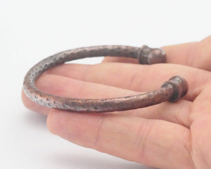 Hammered Bracelet Antique Copper Plated Brass (55 mm inner size - Adjustable ) OZ2960