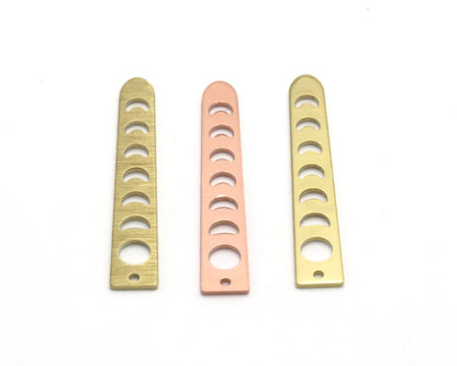 Rectangle Half Moon Star (states of the moon holes ) Copper - raw brass 6x35mm 1 holes charms findings S64-93