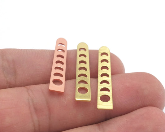 Rectangle Half Moon Star (states of the moon holes ) Copper - raw brass 6x35mm no hole charms findings S66-93