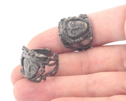 Signet Ring Face Adjustable Ring Antique Bronze Plated brass (19mm 9US inner size) OZ3248