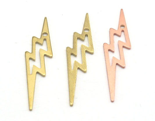 Thunder Tag Stamping Blank Charms Raw Brass - Brushed Brass - Copper 33mm 0.8 mm 1 hole Findings 4496