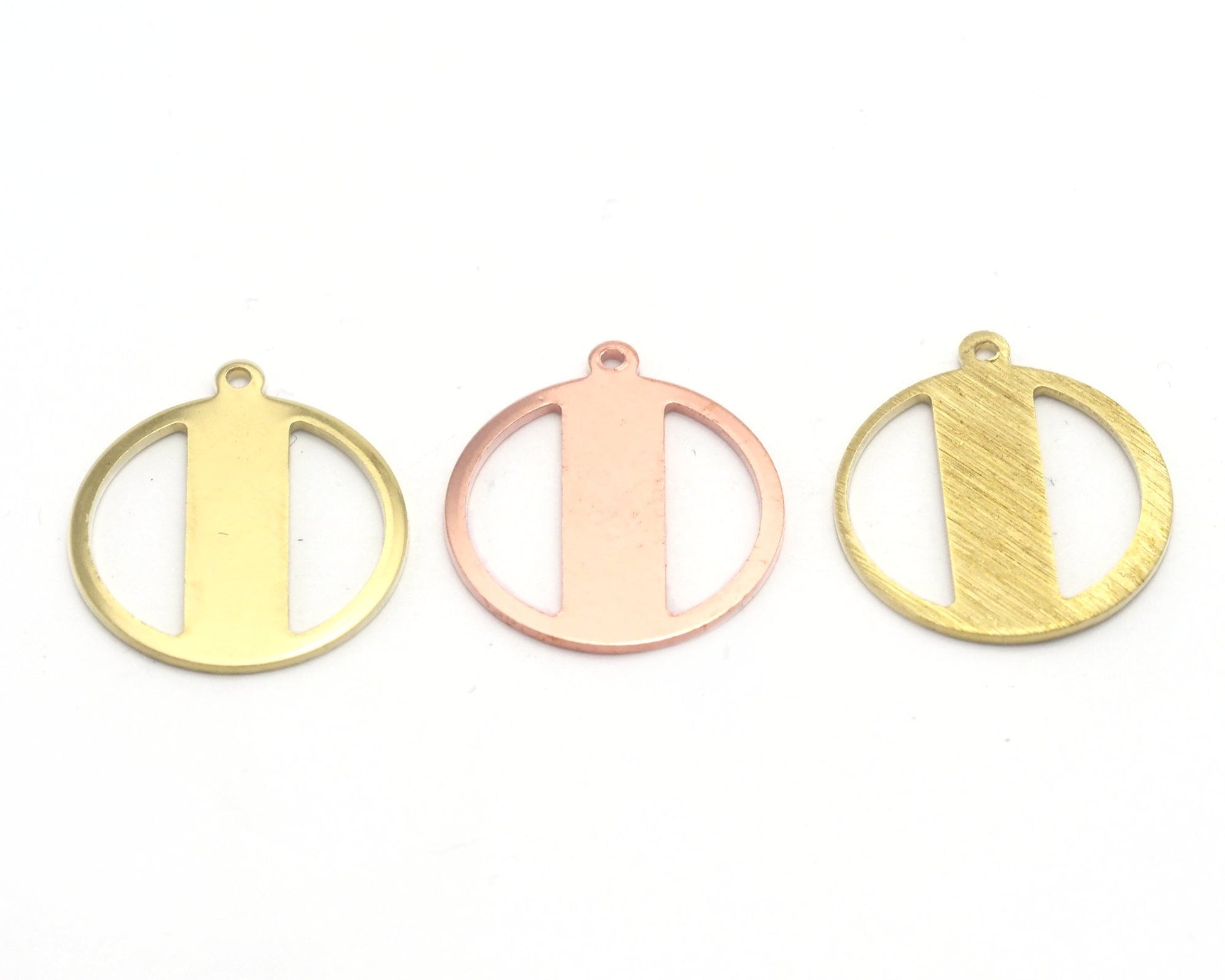 Round 20x18mm Bar Copper - raw brass - brushed brass 1 holes charms findings 4500
