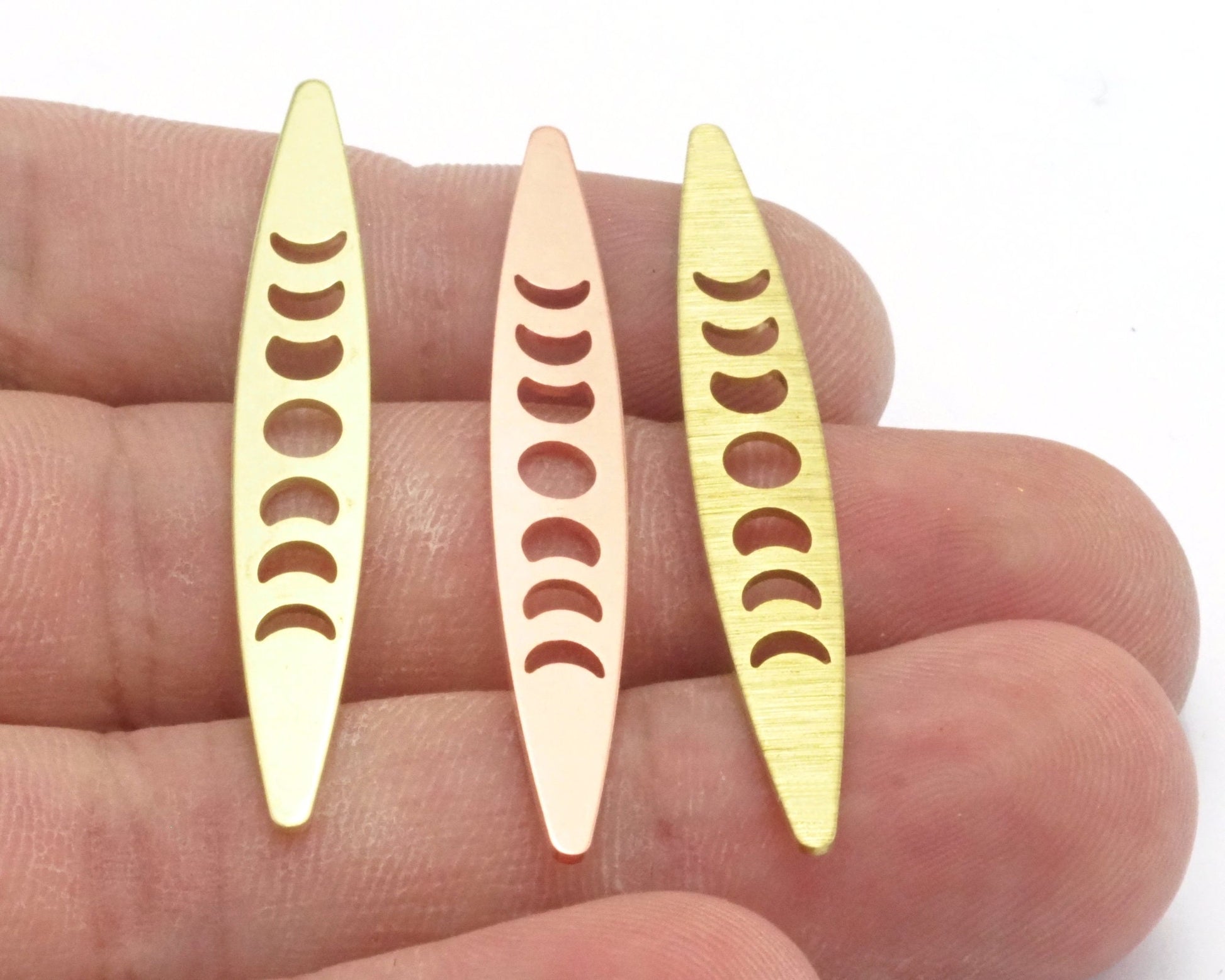 Marquise Moon 50x7mm charms findings (States of the moon) Copper - raw brass - brushed brass 1 holes 4504