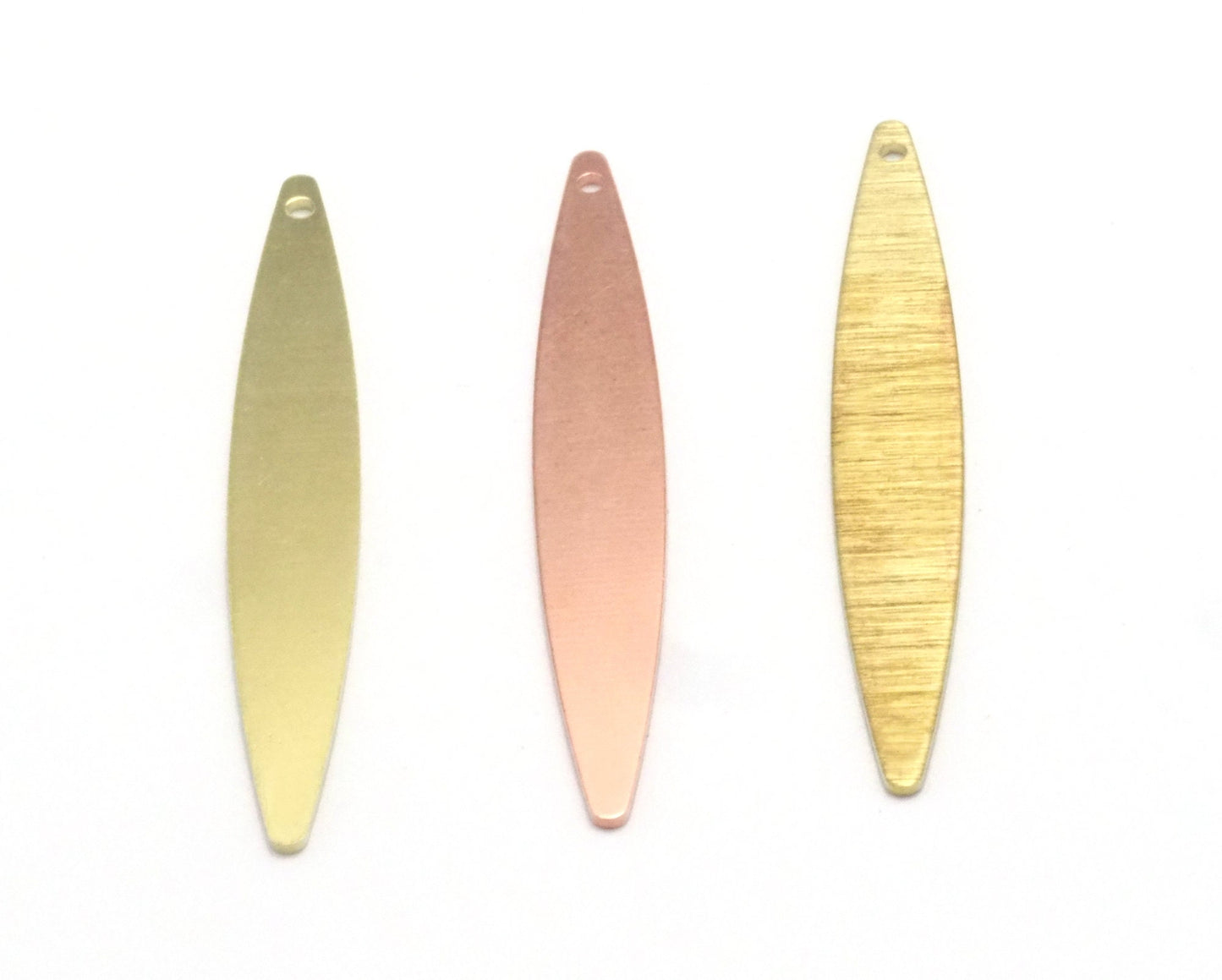 Marquise Charms, Earring charms parts, 50x7mm Tag blank charms findings Antique Silver - Copper - raw brass - brushed brass 1 hole 4506