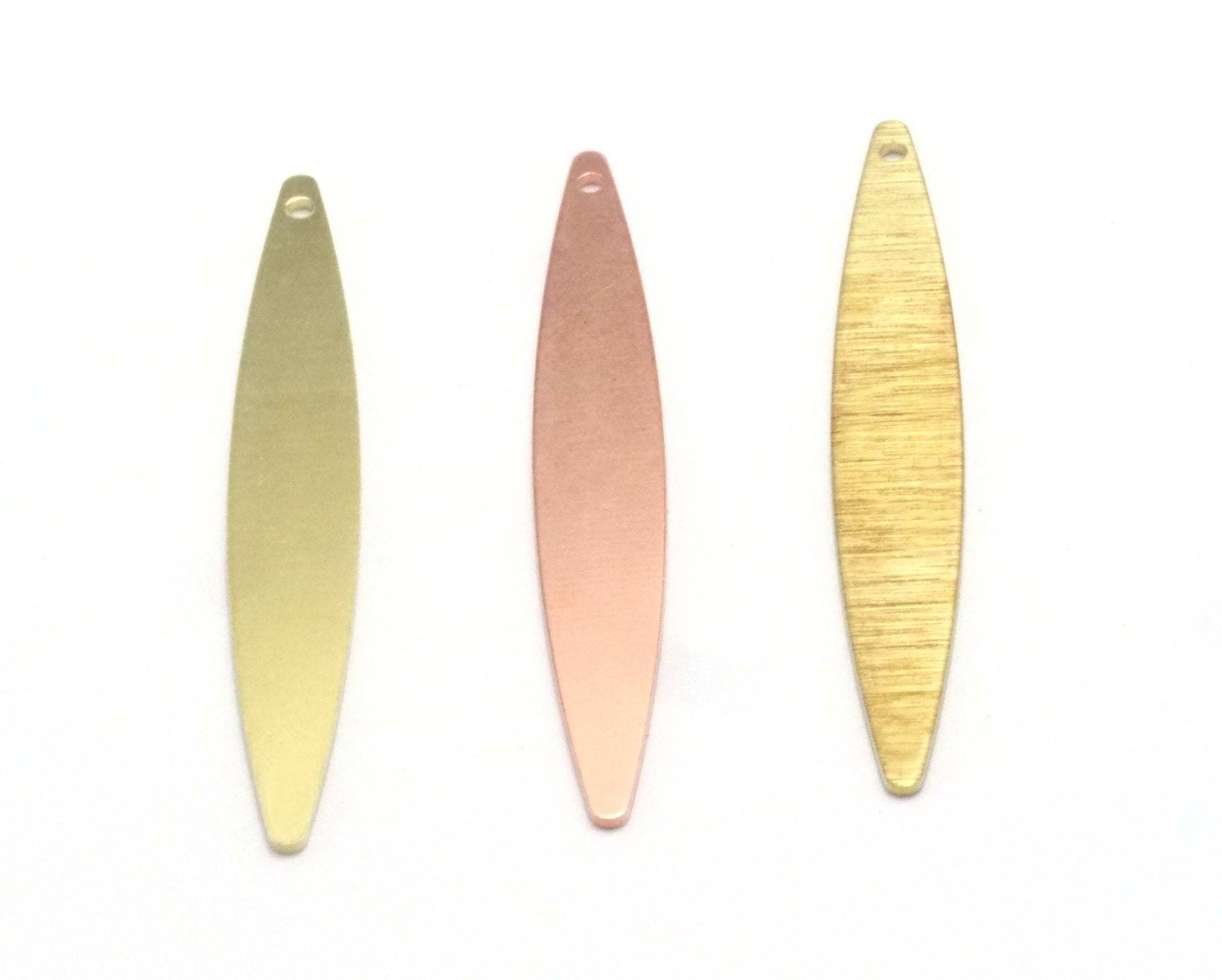 Marquise Charms, Earring charms parts, 50x7mm Tag blank charms findings Antique Silver - Copper - raw brass - brushed brass 1 hole 4506