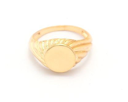 Croissant Signet Ring Blank - Shiny gold plated brass (16.25mm 5.5US inner size ) 10mm blank size 4391