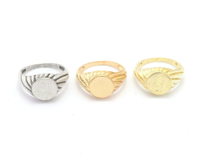 Croissant Signet Ring Blank - raw brass (16.25mm 5.5US inner size ) 10mm blank size 4391