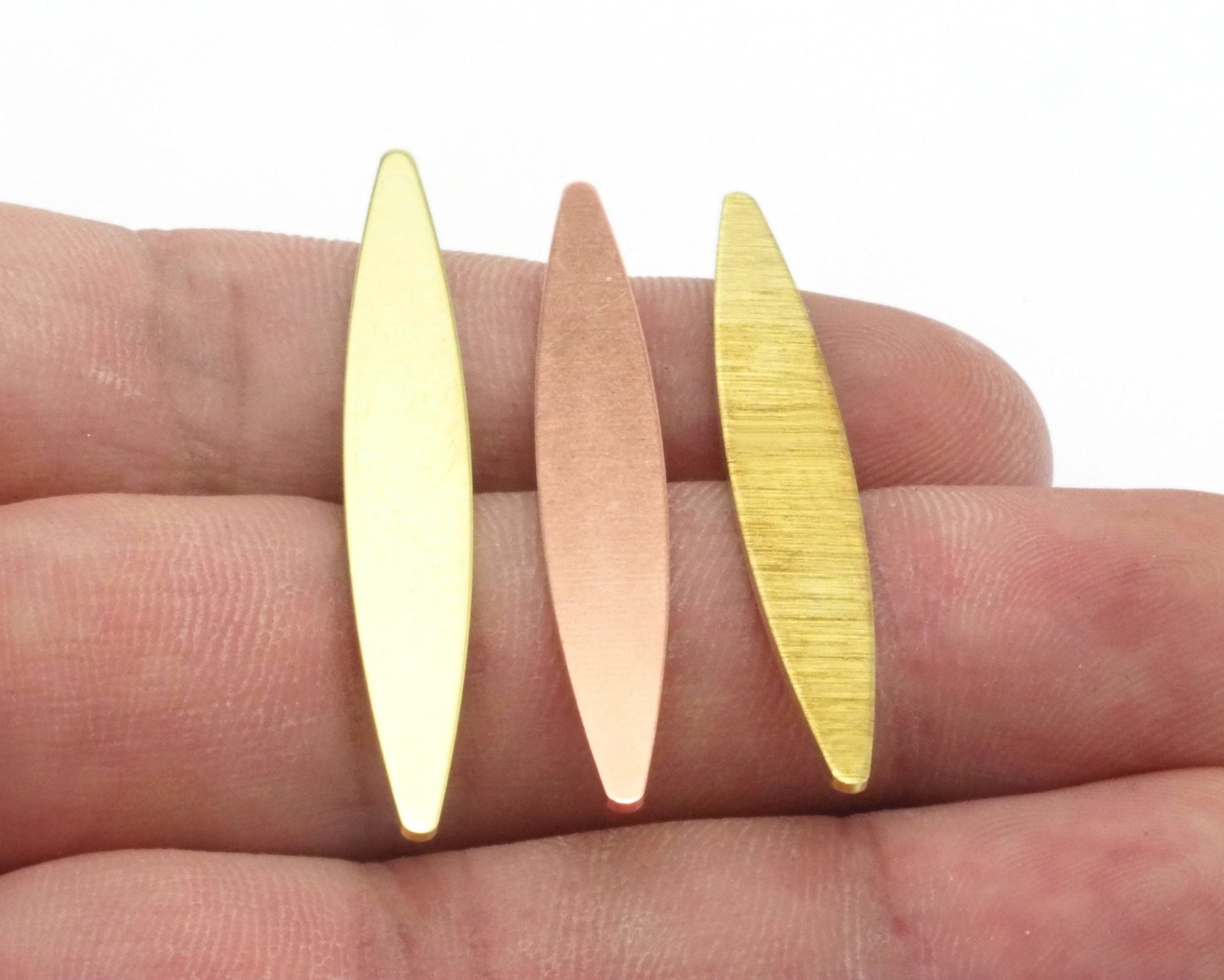 Marquise 50x7mm Tag blank charms findings Copper - raw brass - brushed brass no hole 4507