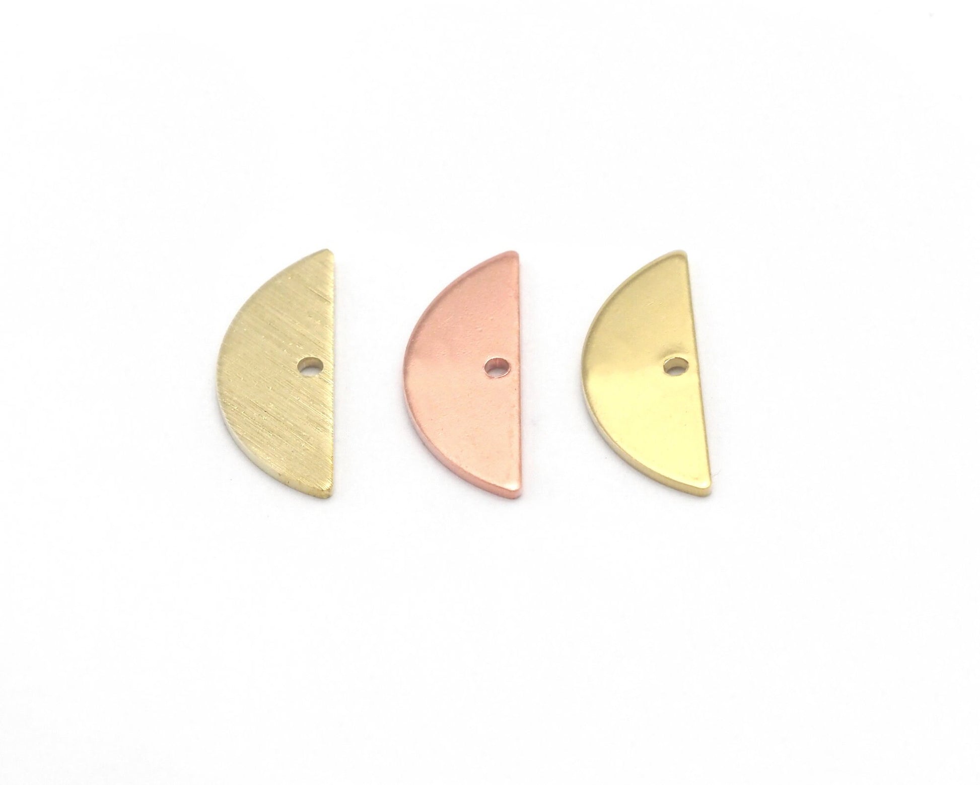 Semi Circle Half Moon tag stamping charms findings blank copper - raw brass - brushed brass 6.5x18mm (0.8mm thickness) 1 hole 4510