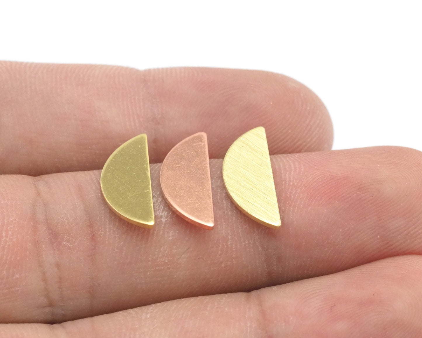 Semi Circle Half Moon tag stamping charms findings blank copper - raw brass - brushed brass 6.5x18mm (0.8mm thickness) No hole 4511