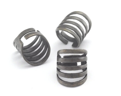 Stripes Statement Adjustable Band Ring Antique bronze plated brass (5 - 9US inner size) Oz4326