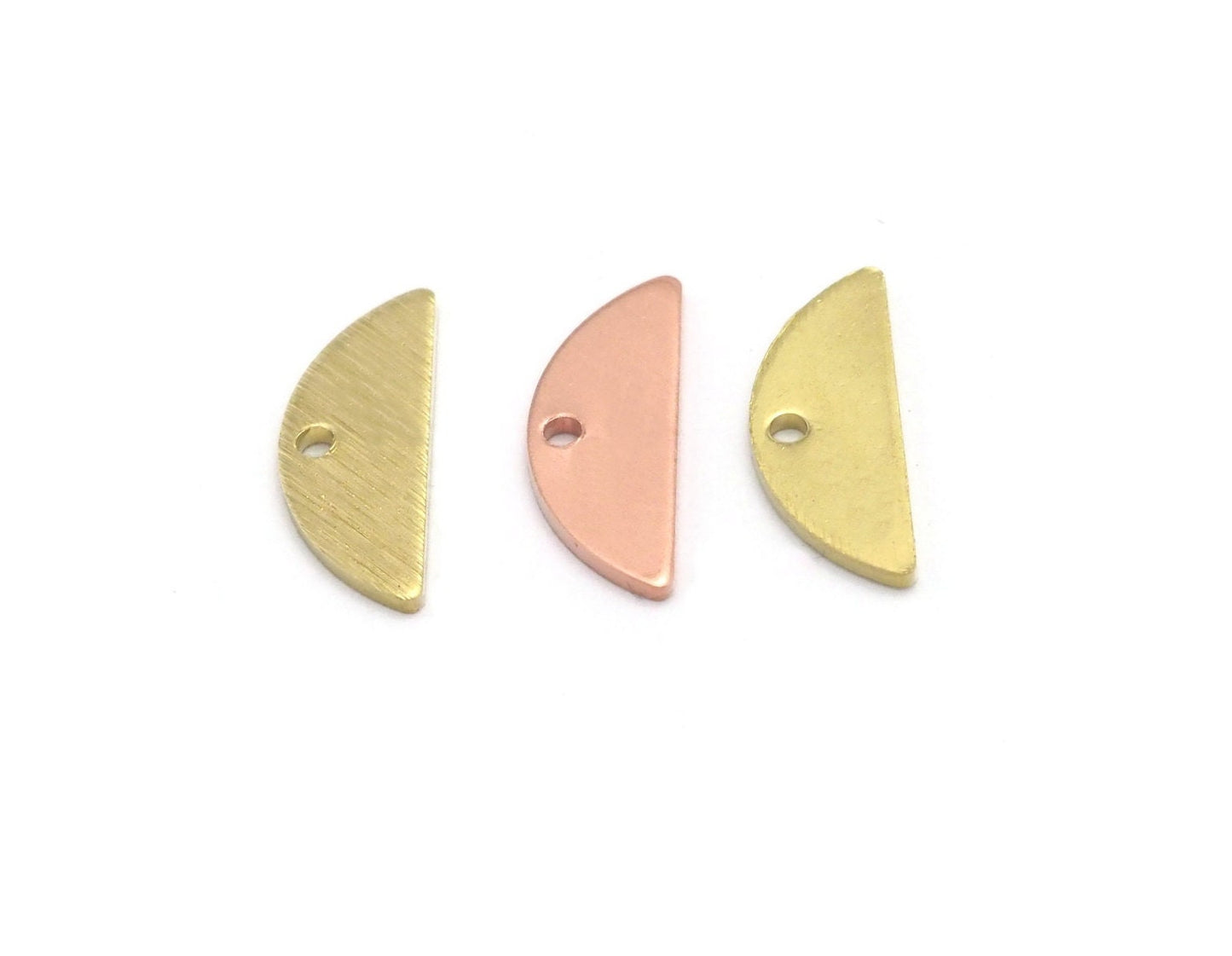 Semi Circle Half Moon tag stamping charms findings blank copper - raw brass - brushed brass 5x14mm (0.8mm thickness) 1 hole 4513