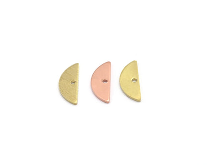 Semi Circle Half Moon tag stamping charms findings blank copper - raw brass - brushed brass 5x14mm (0.8mm thickness) 1 hole 4514