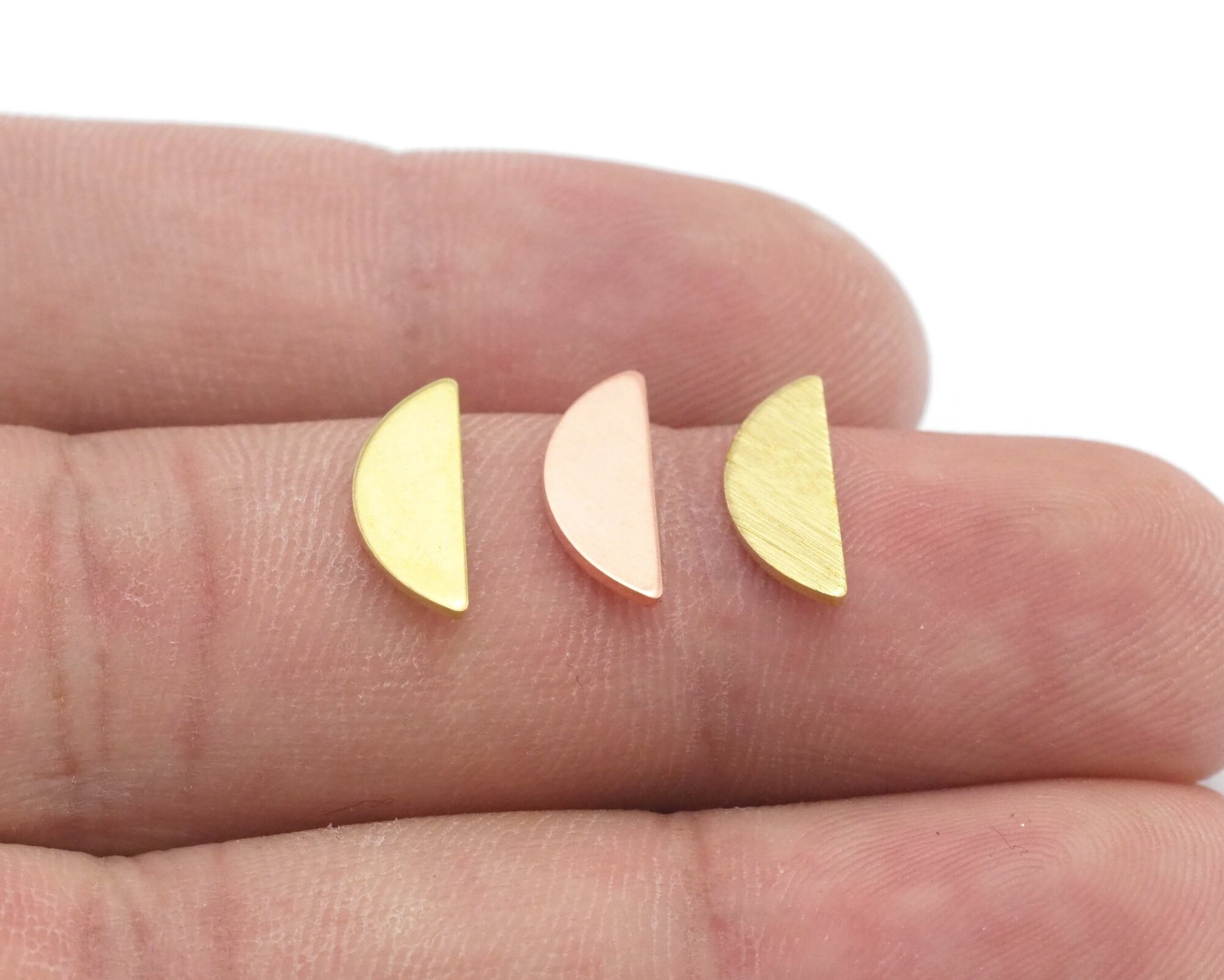 Semi Circle Half Moon tag stamping charms findings blank copper - raw brass - brushed brass 5x14mm (0.8mm thickness) no hole 4515