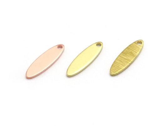 Marquise tag stamping charms findings blank copper - raw brass -brushed brass 4x14mm (0.8mm thickness) 1 hole 4520