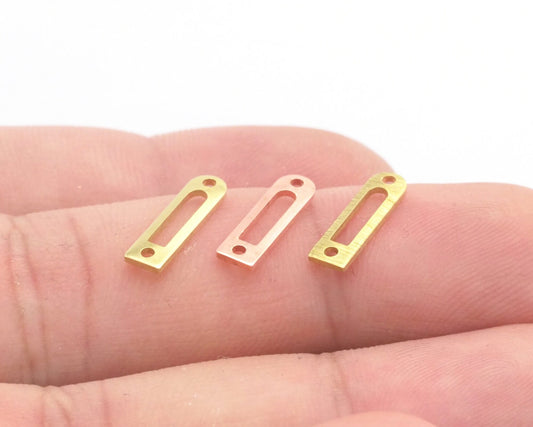 Rectangle round edge connector stamping charms findings blank copper - raw brass -brushed brass 4x14mm (0.8mm thickness) 2 hole 4522