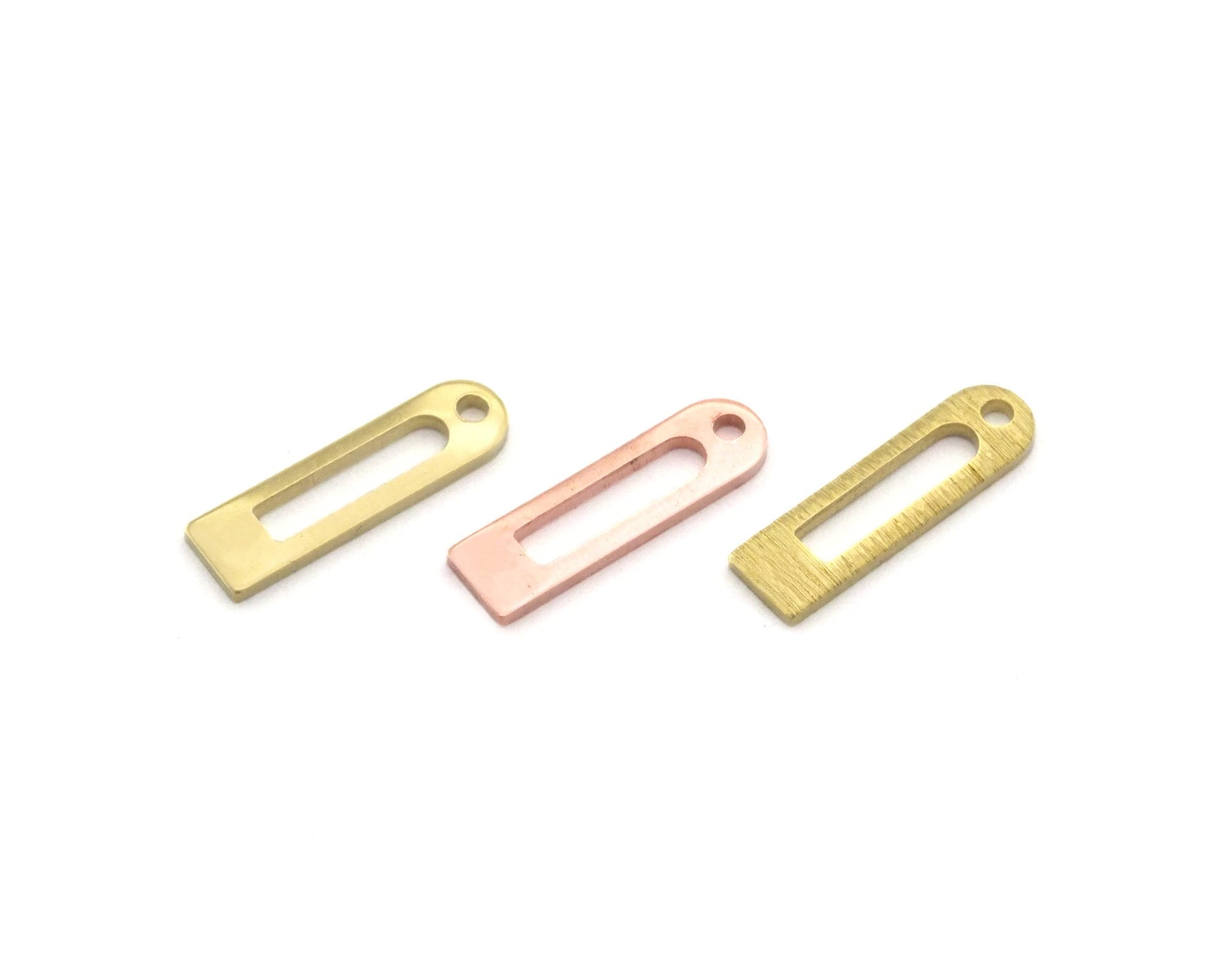 Rectangle round edge stamping charms findings blank copper - raw brass -brushed brass 4x14mm (0.8mm thickness) 1 hole 4523