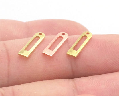 Rectangle round edge stamping charms findings blank copper - raw brass -brushed brass 4x14mm (0.8mm thickness) 1 hole 4523