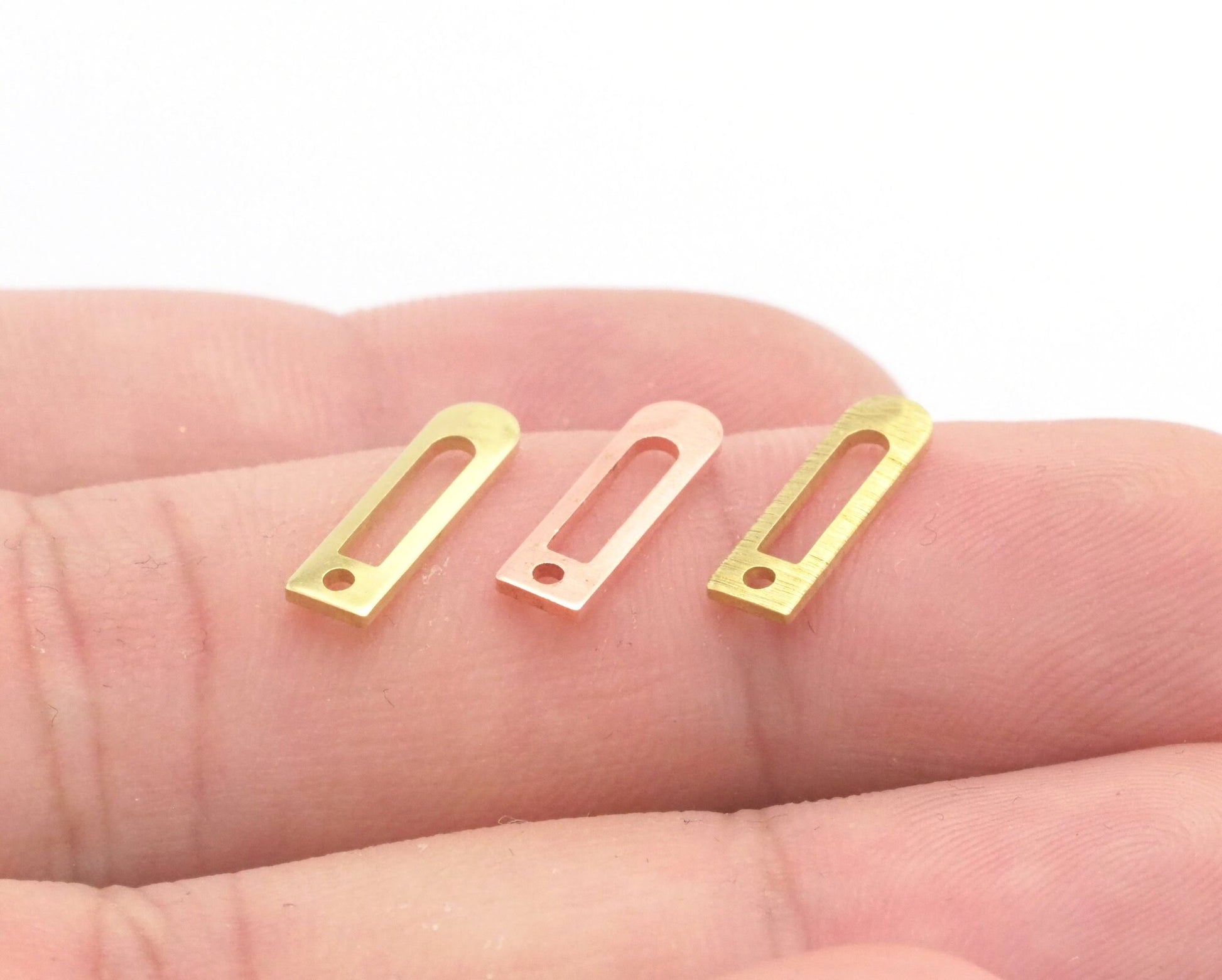 Rectangle round edge stamping charms findings blank copper - raw brass -brushed brass 4x14mm (0.8mm thickness) 1 hole 4524