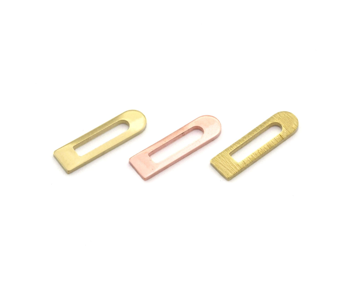 Rectangle round edge stamping charms findings blank copper - raw brass -brushed brass 4x14mm (0.8mm thickness) no hole 4525