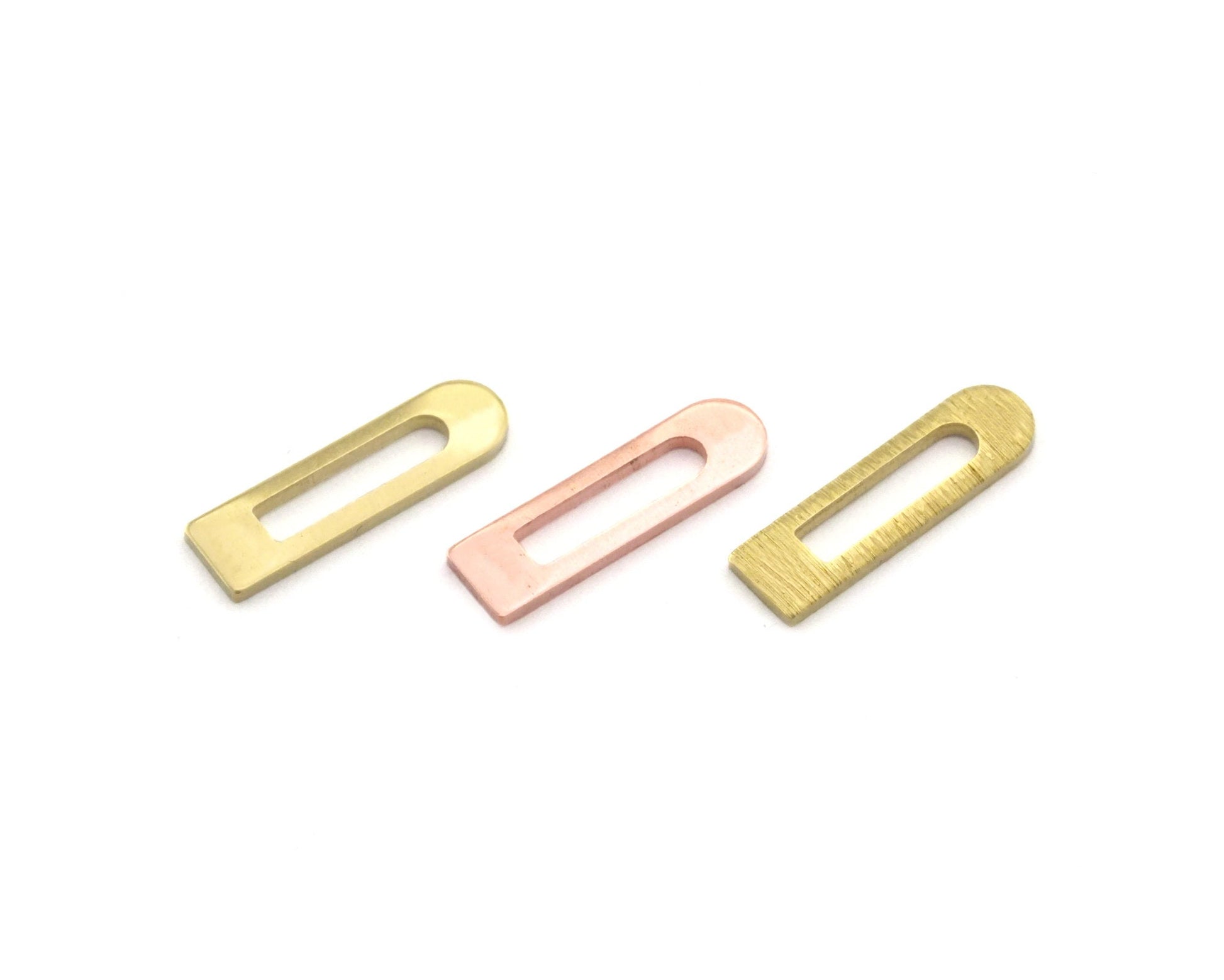 Rectangle round edge stamping charms findings blank copper - raw brass -brushed brass 4x14mm (0.8mm thickness) no hole 4525