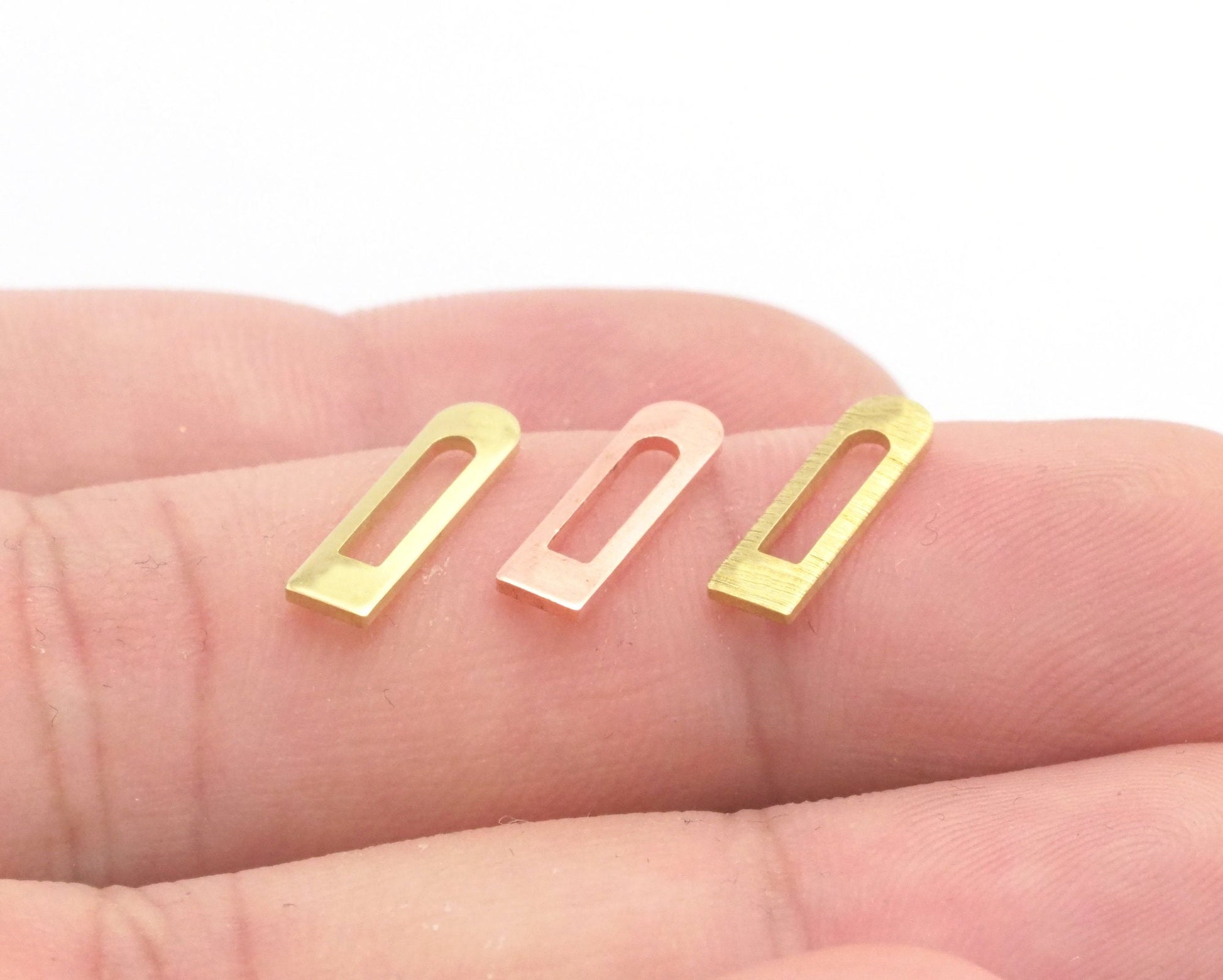 Rectangle round edge stamping charms findings blank copper - raw brass -brushed brass 4x14mm (0.8mm thickness) no hole 4525