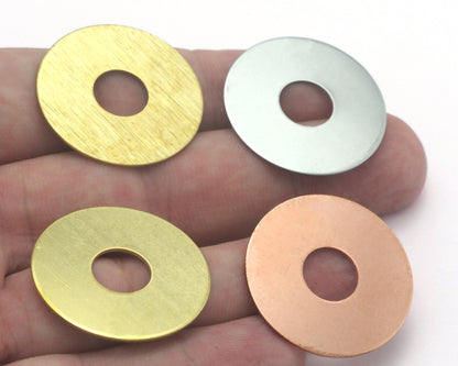 Round Circle Disc 35mm Tag Stamping Charms Raw Brass - Brushed Brass - Raw Copper - Stainless Steel no hole Findings S34