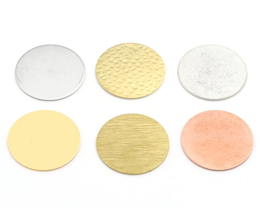 Round Disc Stamp 25mm Charms Raw Brass Copper Stainless Steel (0.8mm thickness) no hole findings S74