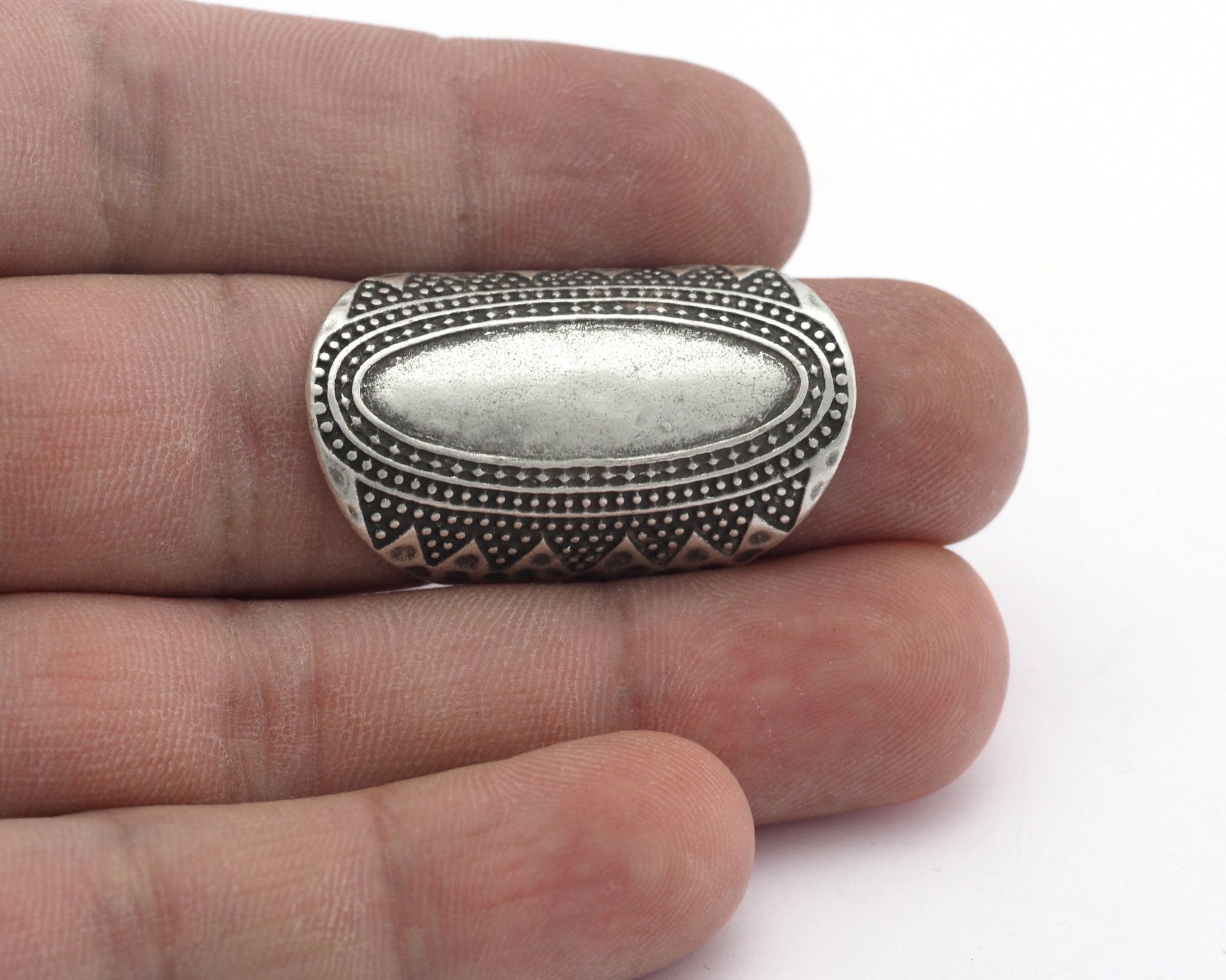 Hammered tube textured adjustable Ring Antique silver plated Brass 37mm (17.5mm 7US inner size) 4694