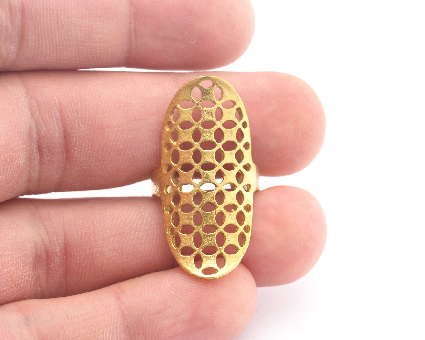 Statement Adjustable Ring Mesh Raw Brass, Antique Silver, Matte Gold (16mm 5.5US inner size) OZ3222