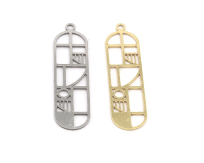 Geometric Pendant Raw Brass, Stainless Steel 10x40mm 0.5 mm 1 hole Findings 3613