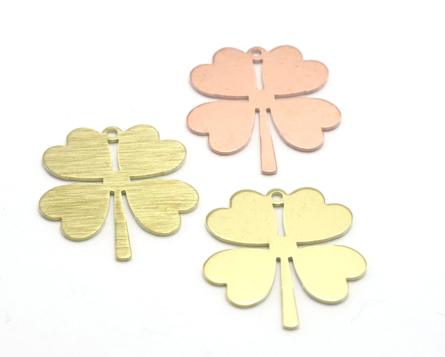 4 leaf clover charms Raw Brass -Raw Copper - Brass Brushed 36x32.5mm 4434-452