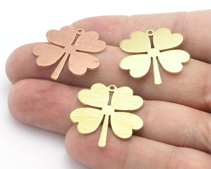 4 leaf clover charms Raw Brass -Raw Copper - Brass Brushed 36x32.5mm 4434-452