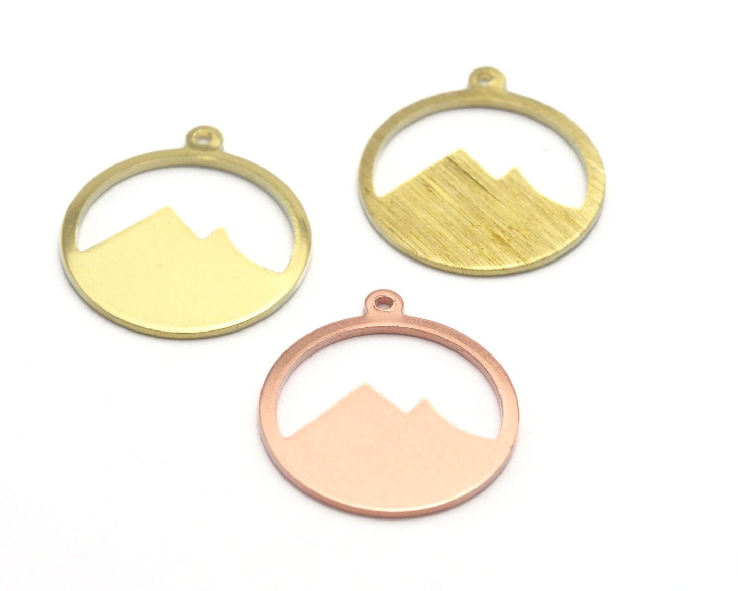 Landscape mountain charms 20x18mm Raw Copper - Brass - Brushed Brass findings 4438