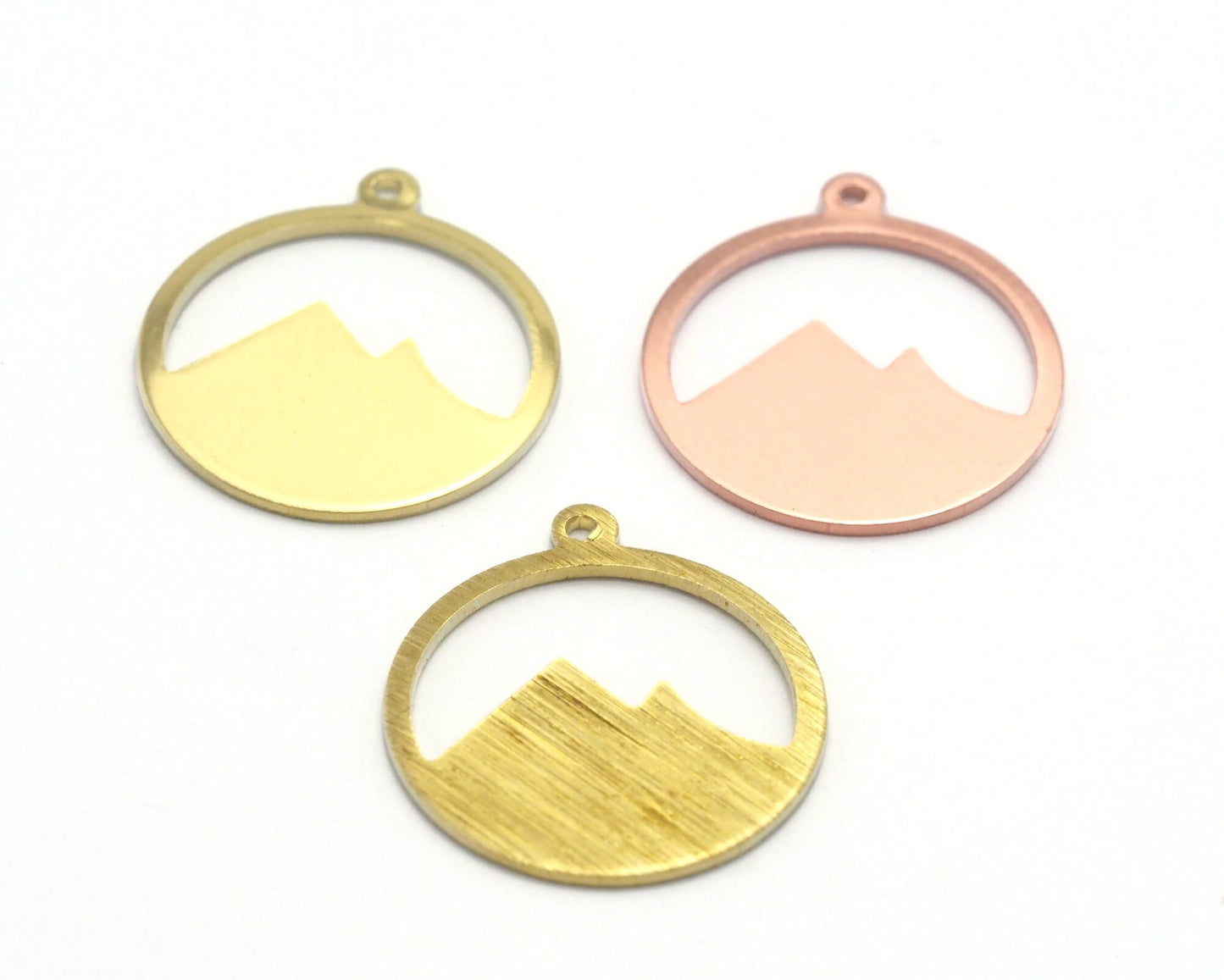 Landscape mountain charms 20x18mm Raw Copper - Brass - Brushed Brass findings 4438