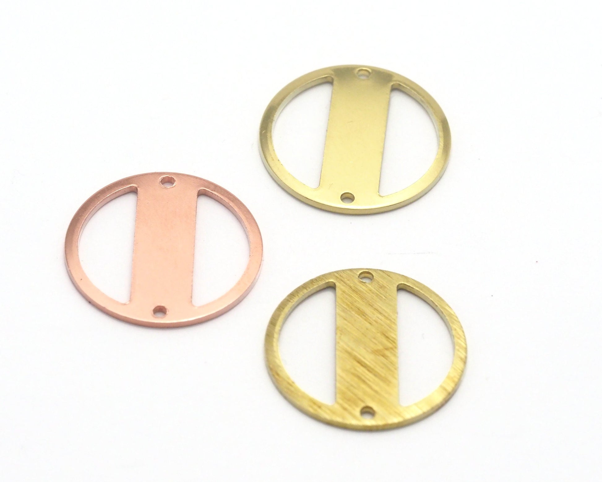 Round Connector Spacer Charms 22mm Antique silver - Copper - raw brass - brushed brass 2 holes connector charms findings 4476
