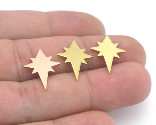 North Star 20x15mm Copper - raw brass - brushed brass no holes charms findings 4542-67