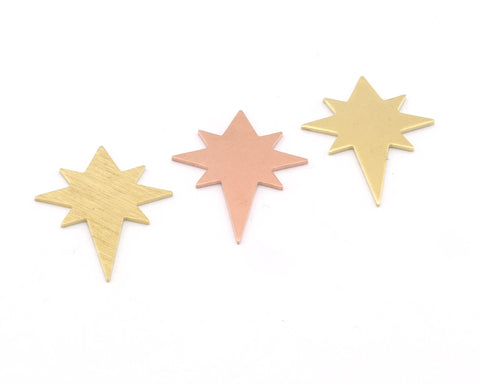 North Star 27x22mm Copper - raw brass - brushed brass no holes charms findings 4545-124